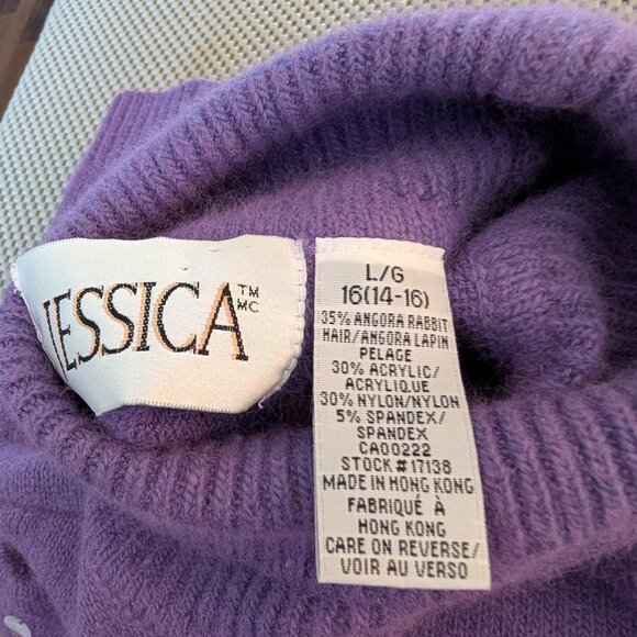 Vintage Jessica Purple Angora Sleeveless Sweater Beaded Sequins Soft Glam Large - Picture 12 of 13